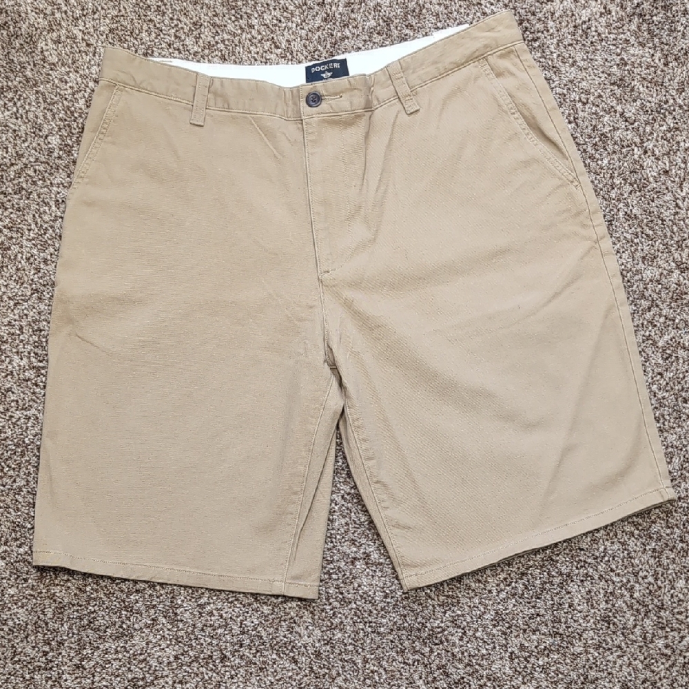 Dockers Men's Khaki Flat Front Shorts Size 36 NEW